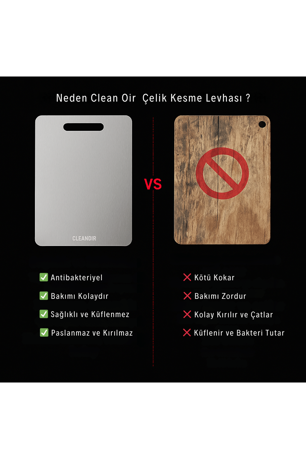 Clean Oir - Sağlıklı Paslanmaz Çelik Kesme Levhası
